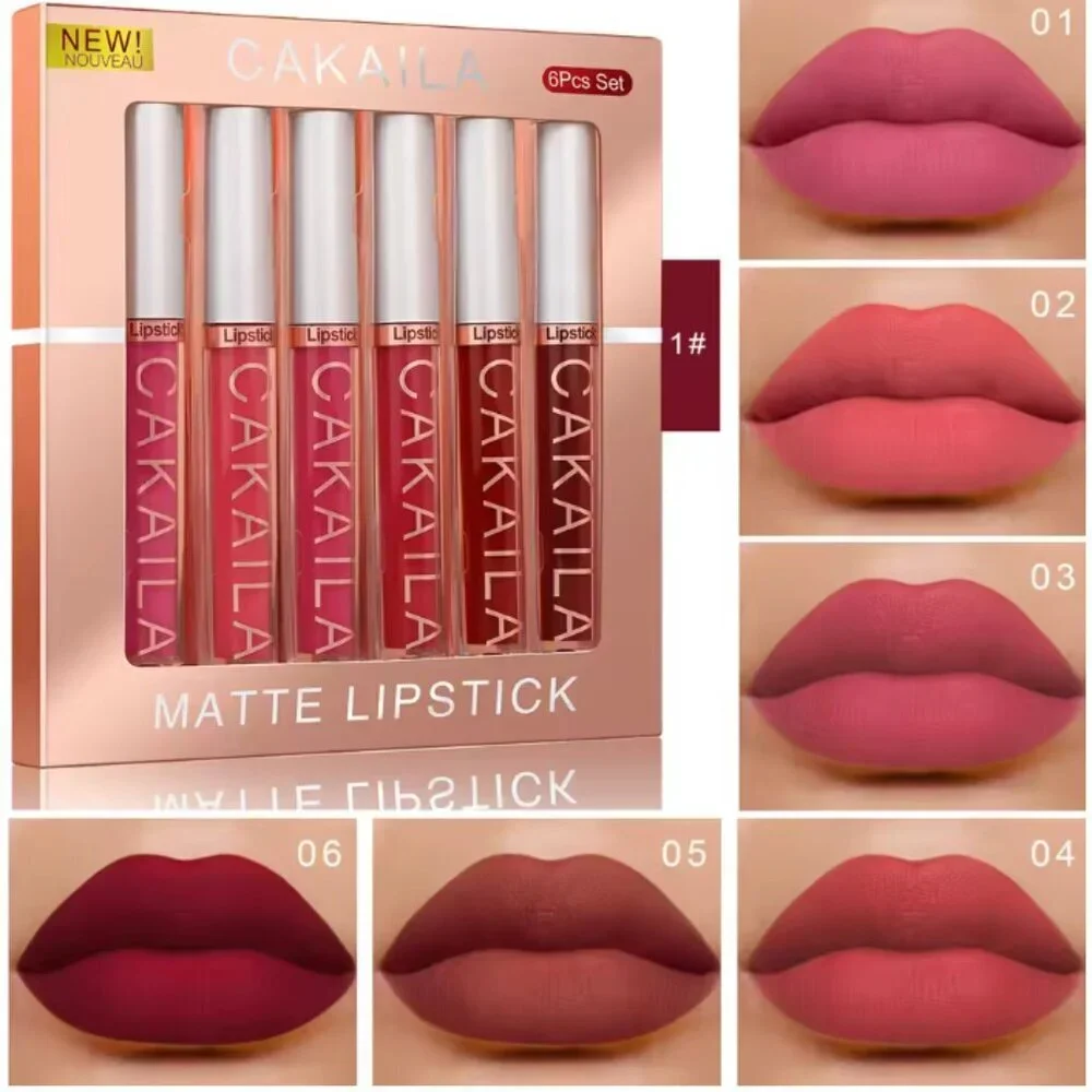 CAKAILA 6-Color Lip Gloss Lipstick Set‎ Liquid Matte Velvet Matte Women's Makeup